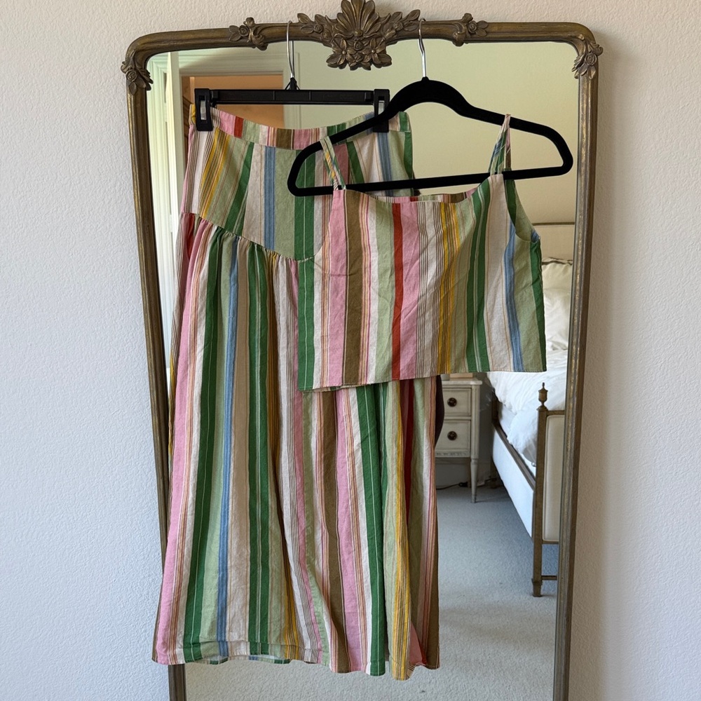 Striped Pastel Maxi Skirt in Pink, Green, Yellow, Blue & Cream